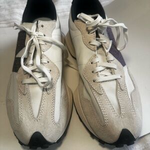Women’s Casual White and Beige Athletic Sneakers - Sea Salt Black - NEVER WORN